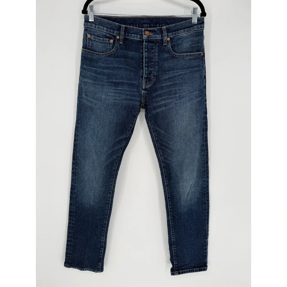 TWIN DRAGON DENIM SLIM STRAIGHT JEANS DARK WASH 32X32 MEN'S JEANS